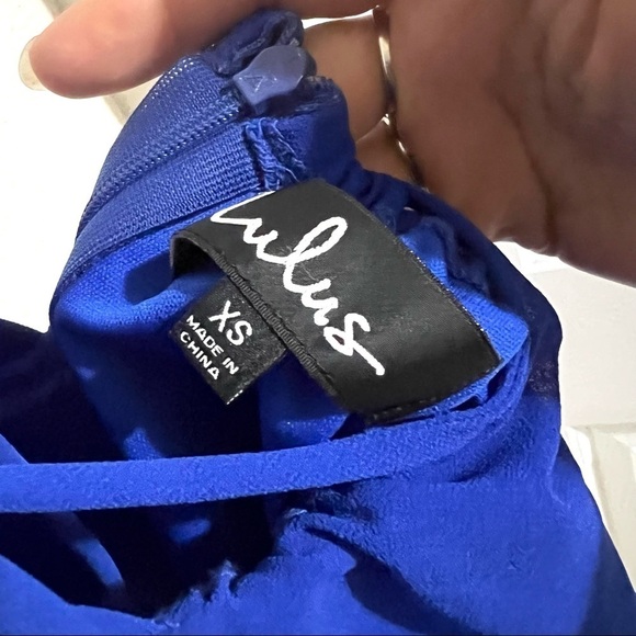 LULU’S Good Deeds Royal Blue Lace-Up mini flowy Dress women’s size XS - Picture 9 of 9